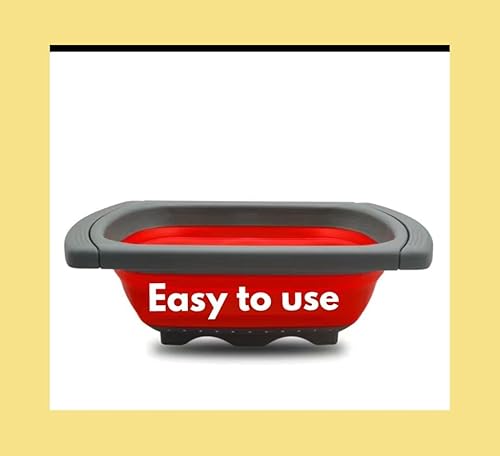 Colador LP Colador plegable sobre el fregadero Coladores de verduras y frutas, coladores de 9 cuartos con asas extensibles, (rojo) disponible en Yaxa El Salvador