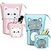 2 Transformator Ständer Geschäft Bleistifthalter Leinwand PU Cartoon Süß Katze Teleskop Bleistift Organizer Kosmetik Makeup Beutel Schreibwaren Box mit Reißverschluss für Weihnachten (Grau und Weiß)