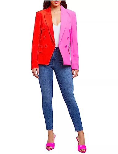Women's Match Color Blazer Double Breasted for Party Performance Suit Jacket