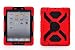 Pepkoo Ipad 2/3/4 Case Plastic Kid Proof Extreme Duty Dual Protective Back Cover with Kickstand and Sticker for Ipad 4/3/2 - Rainproof Sandproof Dust-proof Shockproof (Red/black)