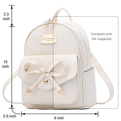 I IHAYNER Girls Bowknot Cute Leather Backpack Mini Backpack Purse for Women Beige by I IHAYNER - Image 3