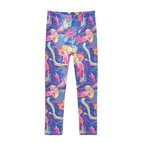 KLL Colorful Jellyfish Toddler Girl Athletic Leggings Soft High Waisted Lounge Pants Exercise