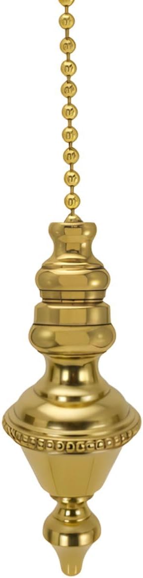 Beaded Spire Ceiling Fan Pull, 1.5"h with 12" Polished Brass Chain