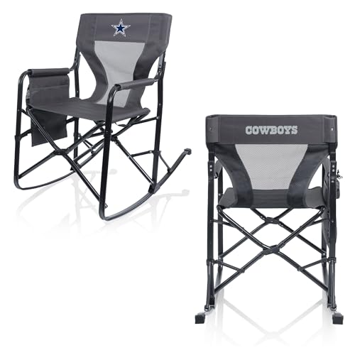 PICNIC TIME NFL Dallas Cowboys Woodland Rocking Camping Chair with Storage Caddy, Camp Chair for Adults, (Charcoal Gray) by PICNIC TIME - Used condition - Image 3