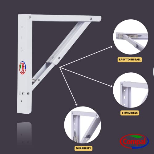 Image of Compal Folding Shelf Brackets Foldable Brackets for DIY Folding Shelves or Tables, Shelf Brackets Collapsible, Bracket, Wall Brackets, Wall Angle Bracket, Folding Table Bracket (16 Inch Bracket)
