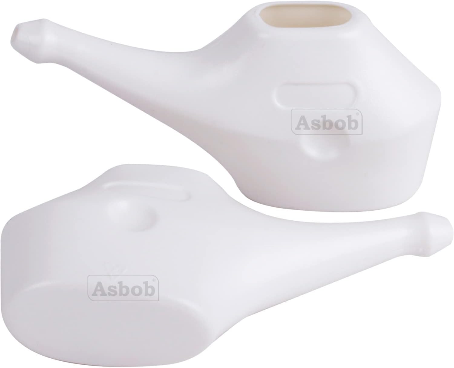Durable Unbreakable Plastic Jal Neti Pot for Sinus Congestion - White (Pack of 2)