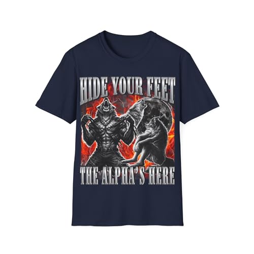 T-shirt humoristique Meme Alpha Wolf bleu marine 3XL pour homme et femme