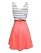 OMY OMEYA.WANSHIDA. Womens Sexy Open Back Cocktail Slim Black White Striped Mini Dress (M, Coral)