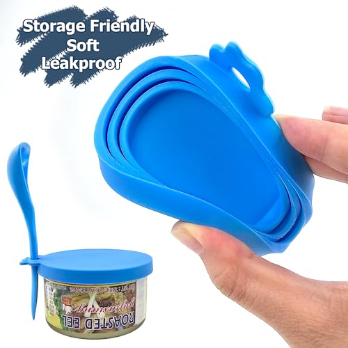 Dadnnil 2 Pack Silicone Pet Can Covers – Universal Can Lids for Dog & Cat Food, Airtight Seal, Dishwasher Safe, Includes Bonus Scoop (Orange, Blue)