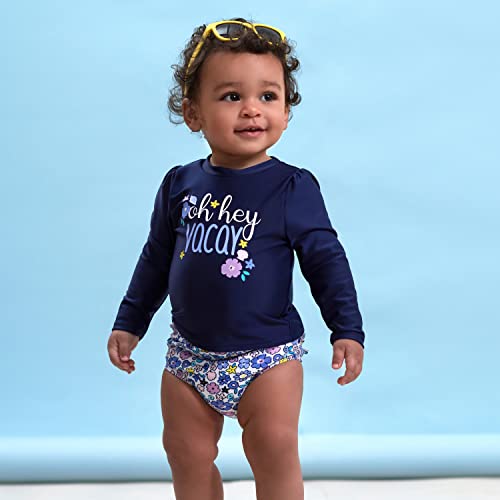 Gerber Baby and Toddler Girls Long Sleeve Swimsuit, Oh Hey Vacay, 6-9 Months - image 2