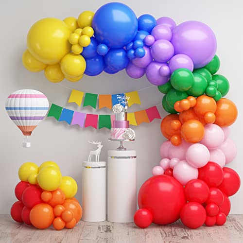 Rainbow Balloons Garland Arch Kit 125pcs Assorted Multicolor Colorful Latex Balloon Mixed Size 5/12/18 Inch Birthday Party Decorations Baby Shower Carnival Circus Fiesta Wedding