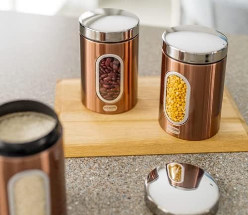 Addis 515717 Set of 3X Canisters-Copper, Metal, 1.4L