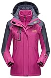 Sawadikaa Women's Outdoor Mountain Snow 3 in 1 Jacket Coat Insulated Windbreaker Rose Small