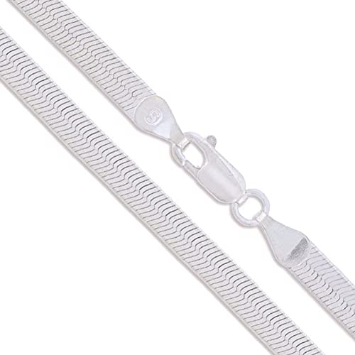 Verona Jewelers 925 Sterling Silver necklace 5.5MM Flexible Herringbone Necklace Flat Snake Magic Chain - Smooth Flat Chain for Men and Women3