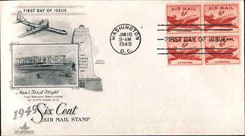 1949 Six Cent Air Mail Stamp Block of Stamps First Day Cover