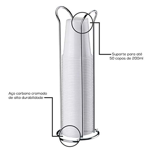 Organizador P/Copos Descartáveis 200ml, Future, Cromado 200 Ml