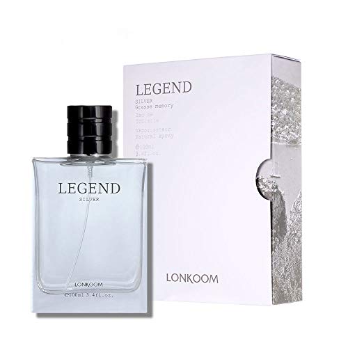 Lonkoom Legend - Silver - Fragrance For Men - Fresh And Spicy Scent - Perfume Notes Of Grapefruit, Bergamot, Lavender, Patchouli, Cedar, Amber - Long Wearing Aromatic Projection - 3.4 Oz Edt Spray #TOP4
