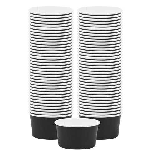 Coppetta 8-Ounce Dessert Cups, 50 Disposable Ice Cream Cups - Lids Sold Separately, Sturdy, Black Paper Frozen Yogurt Bowls, For Hot And Cold Foods, Perfect For Gelato Or Mousse - Restaurantware