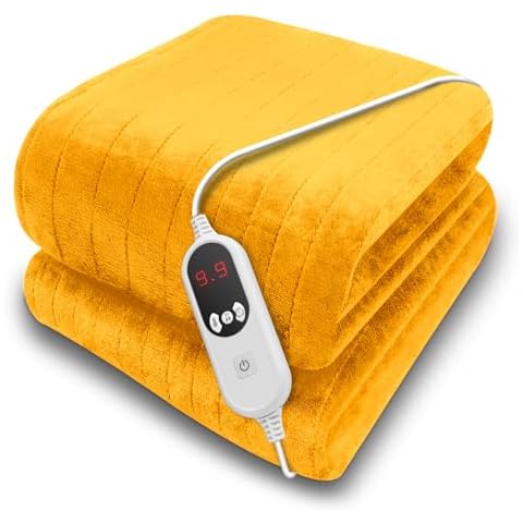Purus Gold Heated Throw Blanket with Timer Cover