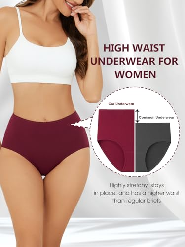 Vevmon Cotton Underwear for Women High Waisted Ladies Panties 5 Pack | Soft Full Coverage Briefs, Moisture-Wicking Breathable Cotton Fabric,Fits Comfortably for Daily, Sport, Office Wear, Dresses - image 3