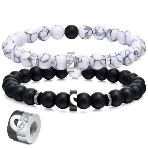Matching Couples Bracelets Gift Ideas for Women Mens Long Distance Bracelet Promise Couple Bracelets Presents Valentine Day Anniversary Wedding Christmas Birthday Gifts for Girlfriend Boyfriend