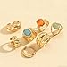 Todenb Chunky Gold Rings for Women，Open Stackable Tiger's Eye Stone Statement Rings Set Silver Vintage Knuckle Ring Fashion Chunky Jewelry Accessories StyleD