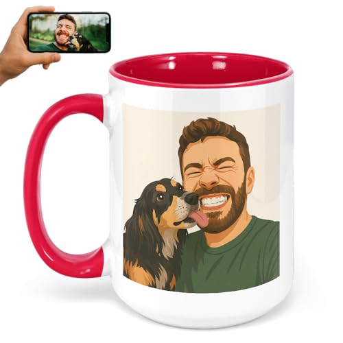 Personalized Coffee Mug, Custom Drawing Portrait Gift, Funny Customized Coffee
