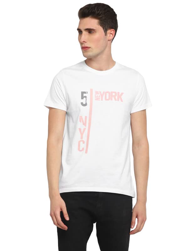 Image of AMERICAN CREW Printed Round Neck T-Shirt for Men