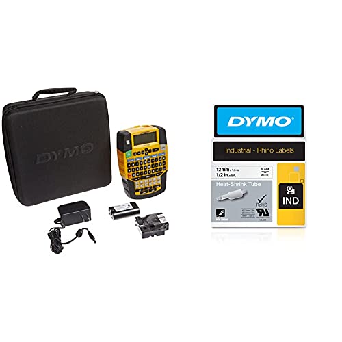 Image of DYMO Rhino 4200 Industrial Label Maker Carry Case with inch Labels, Black Print on White Tape & DYMO Industrial Heat Shrink Tubes, inch, Black Print on White, Great for School Supplies