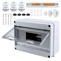 Sicherungskasten Aufputz, Verteilerkasten Aufputz,IP65 Waterproof Sicherungskasten Aufputz,mit Messingklemmen, Unterverteilung Aufputz 1 Reihig für 12 Modules, für Garten,Außenbereichen, Villen