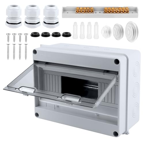 Coffret Electrique Etanche,Coffret Electrique Etanche Exterieur IP65,Terminaux et Rails Intégrés Boîte à Fusibles Distributeur en Saillie,pour l'extérieur,...