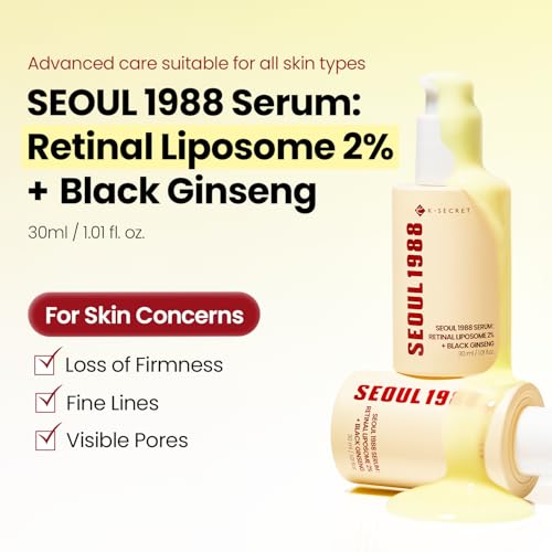 KSECRET SEOUL 1988 Serum : Retinal Liposome 2% + Black Ginseng, 30ml/1.01fl.oz | 58% Black Ginseng Extract | Retinal serum, Bakuchiol, Vitamin C & 3 Peptides for Wrinkle Care | Korean Skincare |