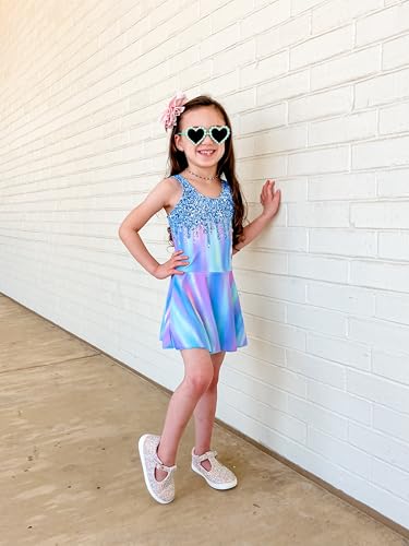 Image of Yousie Girls Swimsuit One Piece Tropical Kids Bathing Suit Swimwear Adjustable Swim Dress 5-9 Years