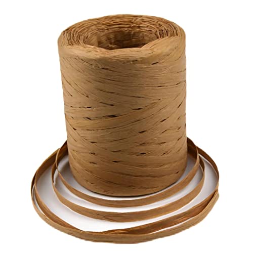 J Jiayu218Yards Christmas Raffia Paper Craft Ribbon Packing Paper Twine For Festival Gifts,Twine Diy Decoration And Weaving Raffia Ribbon (Kraft Paper Color) #TOP7