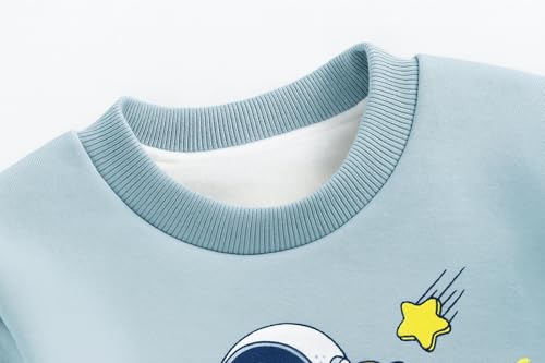 Image of Bold N Elegant Kids Fleece Lined Winter T-Shirt Jogger Set Warm Sweatshirt Pants | Stylish Astronaut Print Winter Co-ord Set for Infant Toddler Teedler Boys n Girls