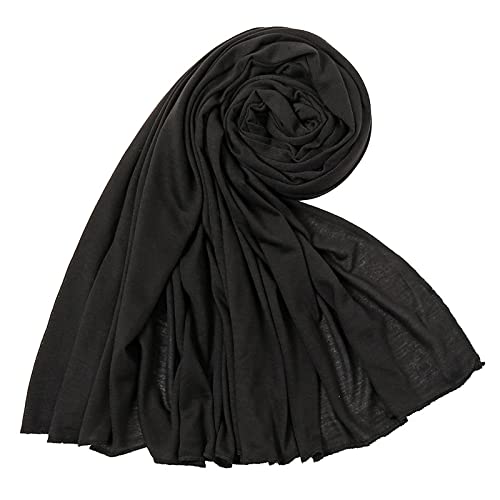 Sky Cashmere Jersey Hijab Muslim Headscarf Soft Non Slip Scarf for Women Lightweight Stretch Fabric Modest Wear Abaya Scarf Scarves Black