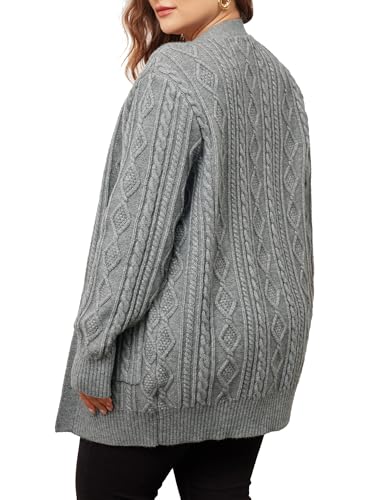 Image of Agnes Orinda Cardigan Sweaters for Women 2025 Plus Size Lightweight Long Sleeve Open Front Sweaters with Pockets