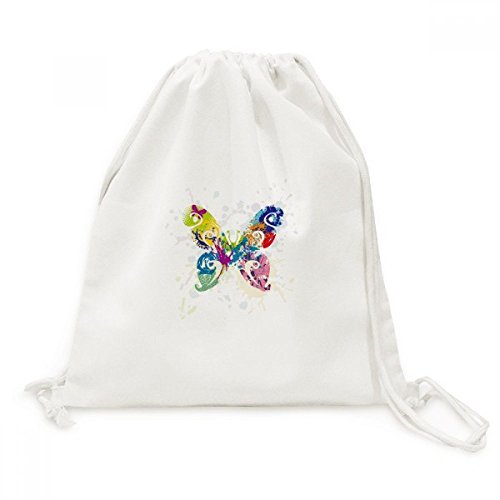 Sac à dos cordon en toile papillon et motifs floraux pour voyage