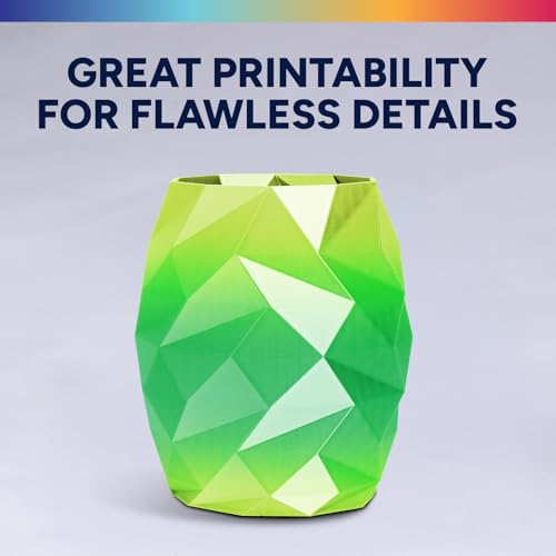Image of OVERTURE Silk PLA Rainbow Filament 1.75mm, Bi-Color Shiny PLA Finish, Smooth & Glossy, 1kg Spool (2.2lbs), Ideal for Cosplay Jewelry & Home Decor (Silk Lime Surge)
