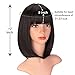 AISI BEAUTY Dark Brown Bob Wig with Bangs Short Brunette Wigs for Women Synthetic Bob Wigs for Cosplay Party 12 Inch