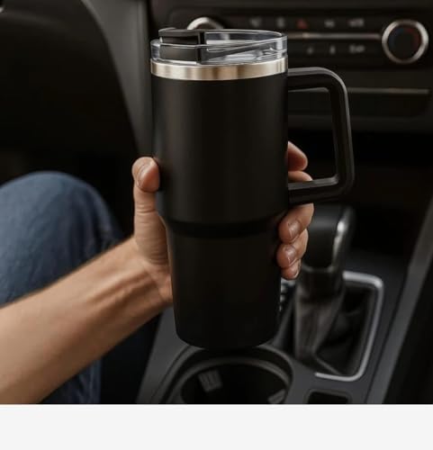 Image of 1200ml Vacuum Insulated Stainless Steel Tumbler | Leakproof Travel Mug with Straw & Lid | Double Wall Thermal Cup | Keeps Drinks Hot & Cold | Reusable Coffee Tumbler for Office