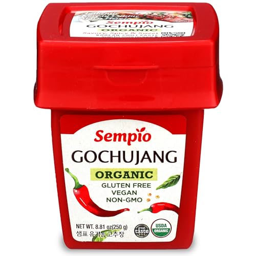 Sempio Gochujang Biologico (250g) - Pasta di Peperoncino Coreana, Dolce, Gustosa e Piccante. Salsa Premium di Peperoncino Rosso per Tteokbokki, Cucina Coreana. Vegana, Non-OGM