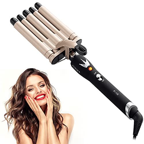 5 Barrel Curling Iron Wand - Ceramic Tourmaline Triple Barrels Fast Heating Hair Waving Styling Tools with LCD Temperature Display for Women or Girls