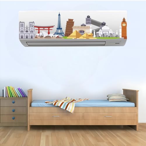 Image of Akki World Monuments AC Sticker | Travel Theme Air Conditioner Vinyl Decal | Famous Landmarks Wall & AC Decoration Sticker