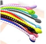 30 Silicone Cable Ties – 4.7-inch Reusable Rubber Cable Ties | Cord Organizer | Snake Clip Design for Cords and Snacks (Colorful)