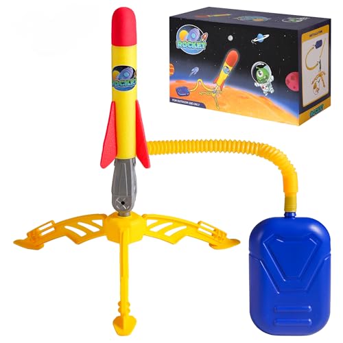 Image of AIUAZA Rocket Launcher for Kids - 2 Rockets - Outdoor Fun Toy Gift for Boys & Girls - Soft Foam Blaster Set Soars Up to 100 Feet - Ages 3 & Up