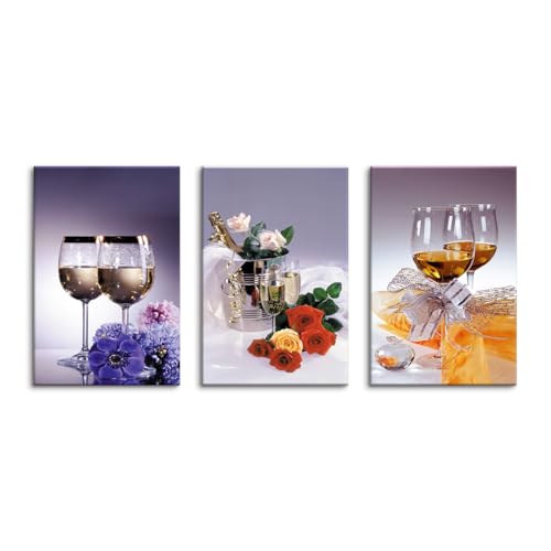 3枚セット アートパネル キッチン飾り絵 ワイングラス 絵画 ポスター 壁掛けアート アートフレーム モダン アートボード インテリア 絵 寝室 ダイニングされた インテリア部屋飾り 壁掛け 木枠付きの完成品 (40*60cm*3枚(16*24in*3pc