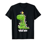 Tree Rex - Lustiges Dino Weihnachtsdesign, T-Rex mit Weihnachtsstern und Weihnachtsbeleuchtung.