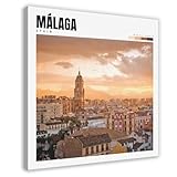 GQVCJSW Póster de Málaga España, arte de Málaga, lienzo artístico, decoración de pared, pinturas para sala de estar, dormitorio, decoración de 28 x 28 pulgadas (70 x 70 cm)