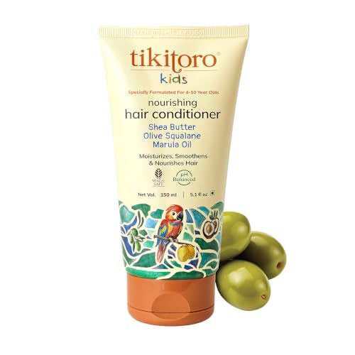 Image of Tikitoro Kids Nourishing Hair Conditioner with Shea Butter, Olive Squalane & Marula Oil | Gentle Detangling Conditioner | Smoothens & Hydrates | (Age: 4+) (150 ml x 1)